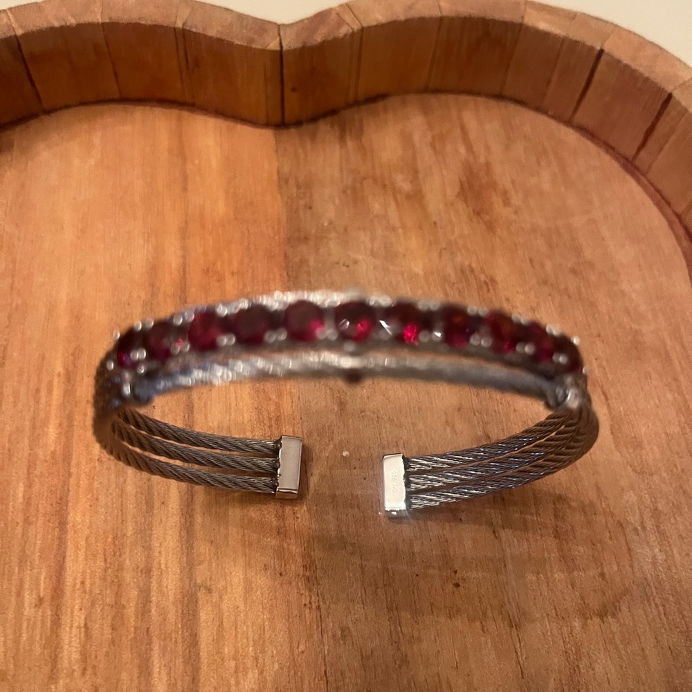 Genuine Garnet Cuff Bracelet
